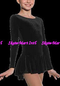LONG SLEEVE VELVET SKATING DRESS WITH CLASSIC SKIRT