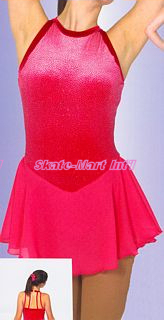 DEEP PINK GLITTER VELVET SKATING DRESS IMAGE