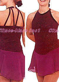 AUBERGINE GLITTER HALTER SKATING DRESS IMAGE